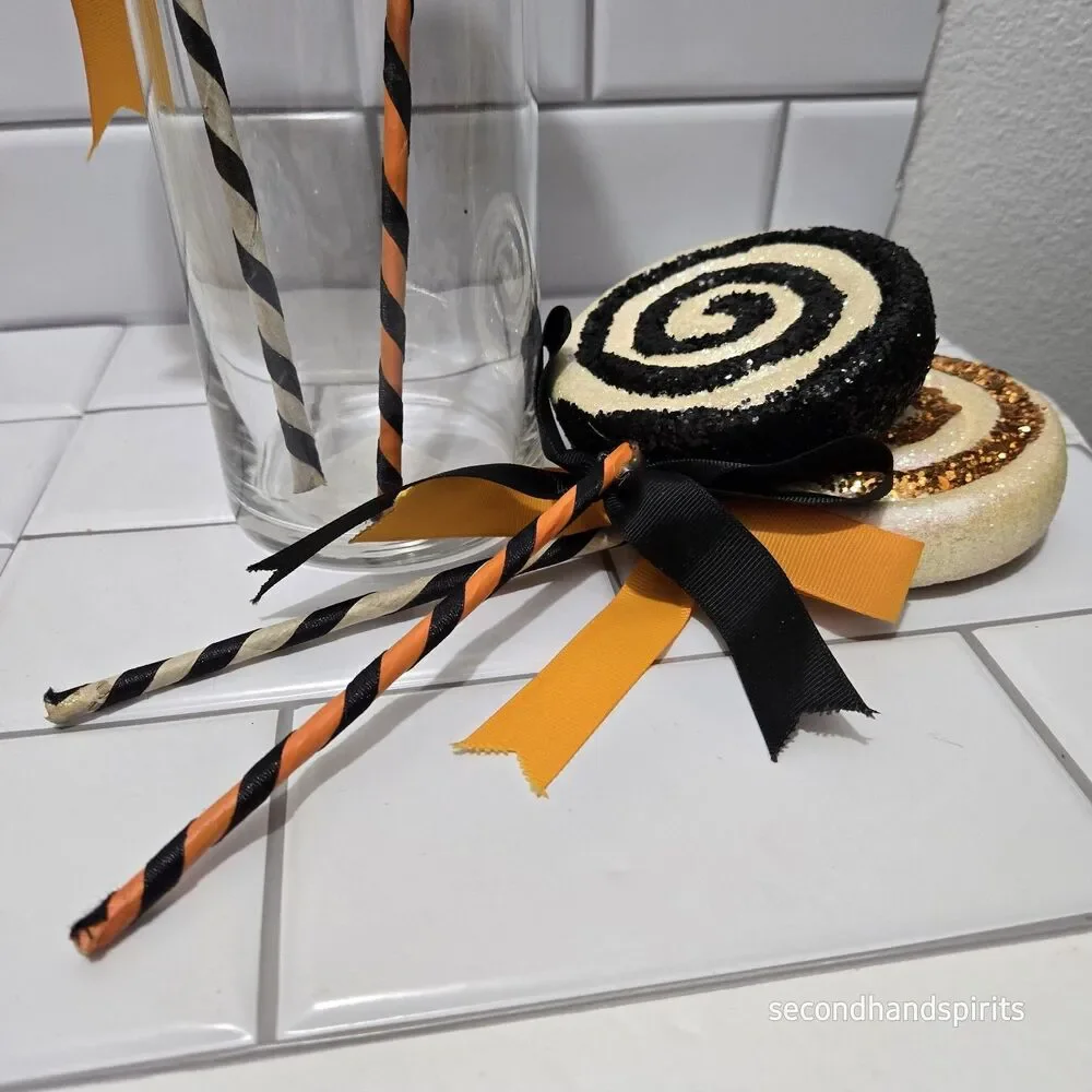 Halloween Lollipop Ornaments Set of 4 Orange Black
